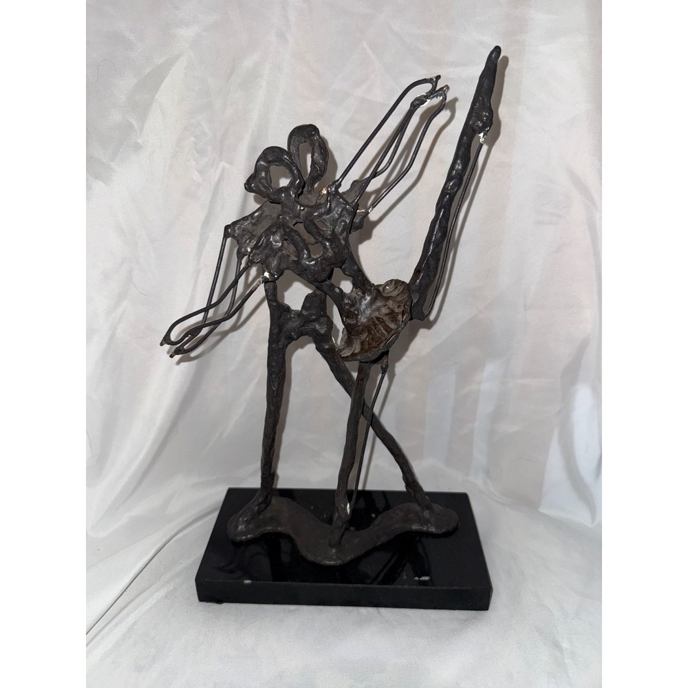 Vintage Brutalist Abstract Copper Metal Ballet Dancers Art Sculpture see pics
